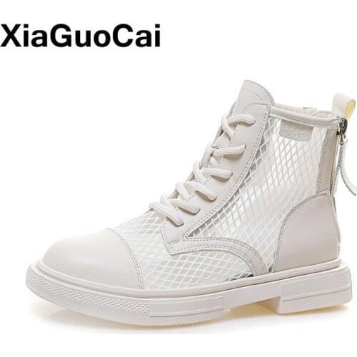 Spring Autumn Women Shoes Ankle Boots Mesh Breathable Casual High Top Female Boots Height Increased Non-slip Ladies Footwear