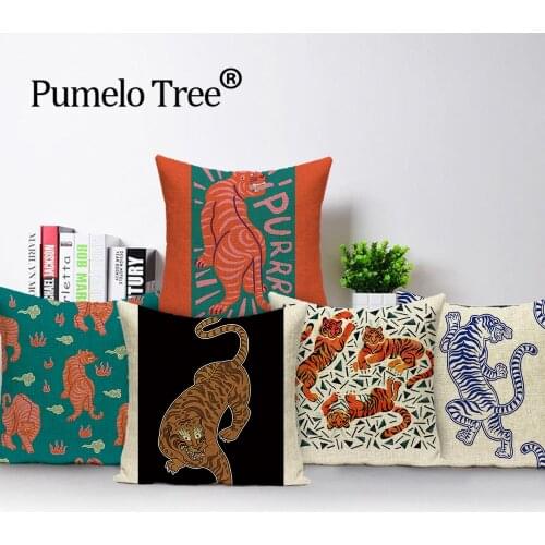 Tiger Cushion Case Autumn and Winter Home Decor Pillows Cases Animal Sofa Bed Cushions Cover Linen Car Pillow Covers Kissenbezug