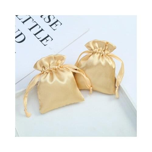 10pcs Ornament Satin Package Drawable Bags yellow/gray/white/black Storage Drawstring Bag Jewelry Pouches For Wedding Party Gift