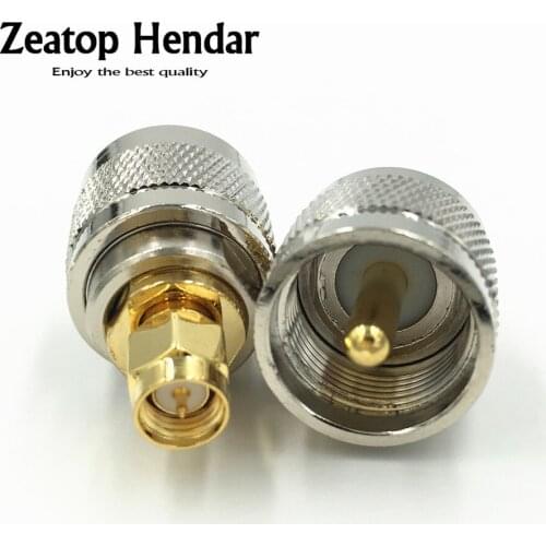 2Pcs Brass SMA Male Center Pin in to UHF Male PL-259 Jack Straight Plug RF Coaxial Coax Adapter PL259 Connector