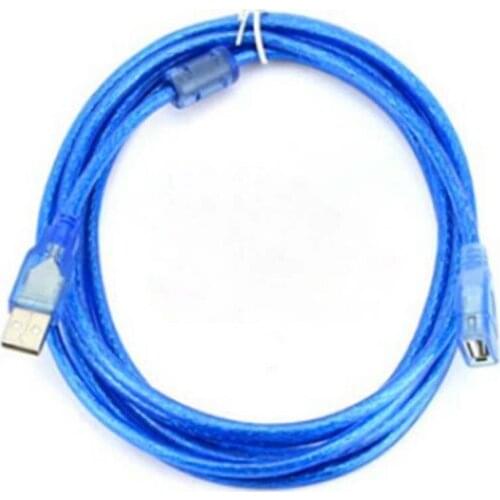 2pcs USB Extension Cable Connector 3 Meters Transparent Blue 64 Series USB Male and Female Data Cable