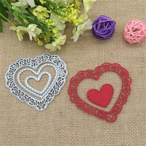 3 Pcs Love Heart Metal Cutting Dies Stencils for DIY Scrapbooking/photo album Decorative Embossing DIY Paper Cards