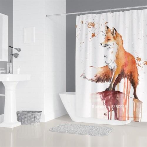 3D Digital Printing Lovely Animal Shower Curtain Simple Nordic Style Painted Partition Curtain Waterproof and Mildew Proof