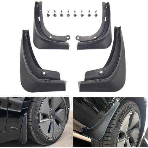4Pcs /Set ABS Molded Mud Flaps For Tesla Model 3 2021 Set Mudflaps Splash Guards Flap Mudguards Front Rear