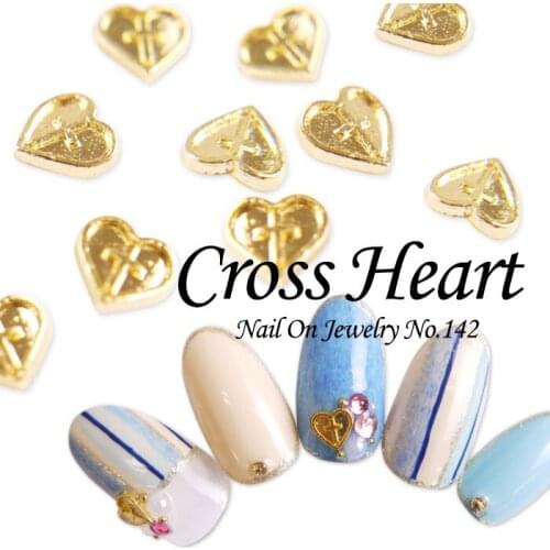 50pcs/pack Japan Korea Nail Art Alloy Heart Cross 5mm 7mm Gold Silver Metal Jewellry Accessories Collection for Women Nail DIY