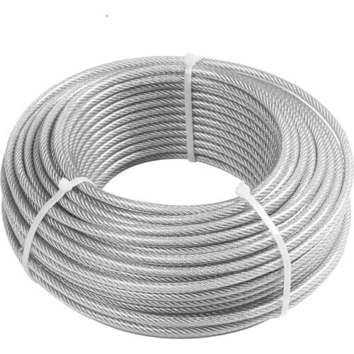 50M 304 Stainless Steel Wire Rope Soft With Coated 3mm Lifting Cable 7*7 Clothesline