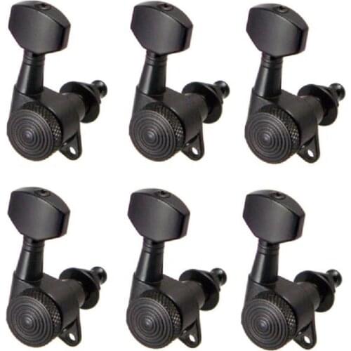 6 Right Black Zinc Alloy Guitar Machine Heads Tuning Peg Tuner 6R Folk Guitar Tuners String Tuning for Acoustic Electric Guitars