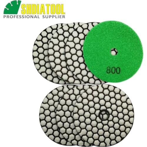 SHDIATOOL 7pcs 4inch #800 Dry Diamond Polishing Pads Very Competitive Dia 100MM Resin Bond Diamond Flexible Polishing Pads