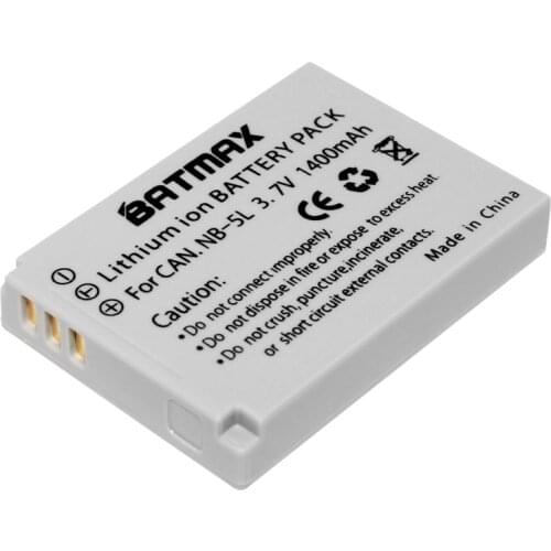 Batmax NB-5L 5L Rechargeable Battery for Canon NB-5L Powershot S100 SX200 SX230 HS SX210 IS SD790 IS SX200 IS SD800 IS SD890 IS
