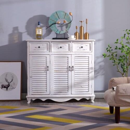 American solid wood shoe cabinet entrance cabinet living room cabinet balcony locker hall cabinet retro storage cabinet