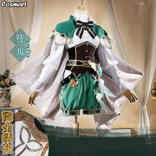 Anime Genshin Impact Venti Noble Game Suit Lovely Uniform With Cloak Cosplay Costume Halloween Outfit For Women Men New 2020