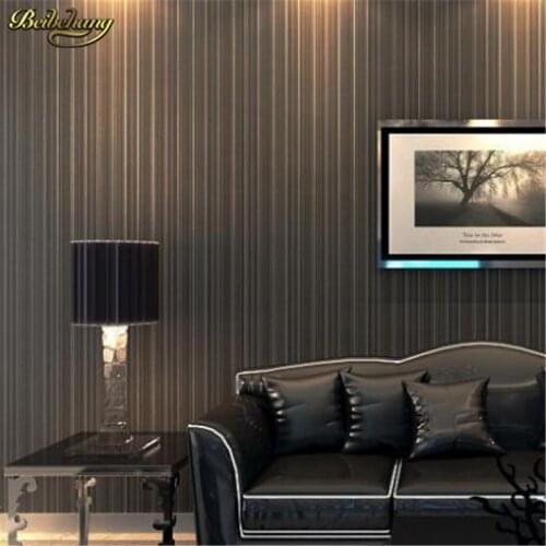 Beibehang metallic textured feature vertical thin striped wall paper roll pvc vinyl wallpaper for living room papel de parede