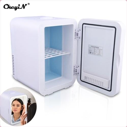 CkeyiN 4L/6L Mini Fridge Makeup Cosmetic Refrigerator Facial Mask Beauty Skin Care Products LED Light Mirror Cooler Warmer Home
