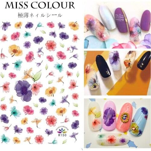 Flower Series Nail Decal Stickers Sakura Daisy Lavender Floral Pattern 3d Transfer Sticker Manicure Nail Art Decoration