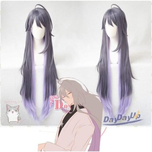DRB Hypnosis Mic Division Rap Battle Jakurai Jinguji Long Gray Purple Cosplay Heat Resistant Synthetic Hair Halloween + Wig Cap
