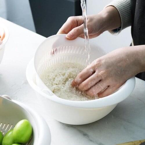 Double-Layer Drain Basket Plastic Refrigerator Crisper Multifunctional Large Size Washing Vegetable Basket Kitchen Tool Strainer