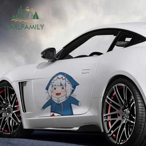 EARLFAMILY 43cm x 40cm For Gawr Gura Hololive Funny Car Stickers Graffiti Decal Car Assessoires Waterproof Motorcycle Decor