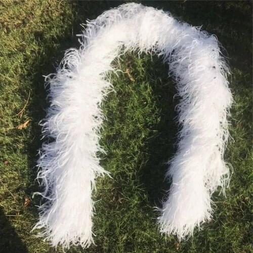 2 Meters Elegant 10ply Ostrich Feather Boa Shawl Encrypted Ostrich Feathers for Crafts Wedding Decoration Plumes Scarf Trims