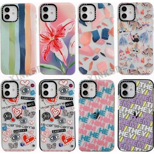 Graffiti Art Clear Phone Case For iPhone 12 11 Pro Max 12 Mini X XS Max XR 7 8 Plus SE 2020 Flowers Cartoon Butterfly Soft Cover