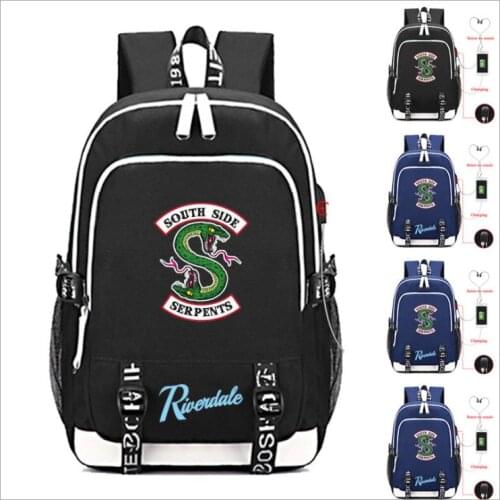 Riverdale South Side Serpents RHS Backpack School Bag w/ USB Fashion Port/Lock /Headphone Travel School Students Bag
