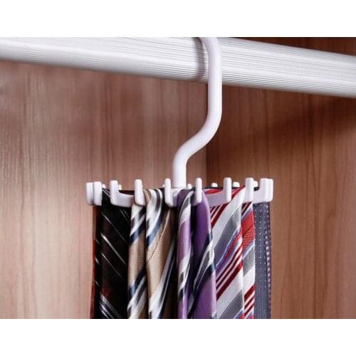 Creative Home Storage Holder Rotating 20 Hooks Belt Scarves Men Neck Tie Holder Rack Hanger Organizer Racks Wholesale White BK
