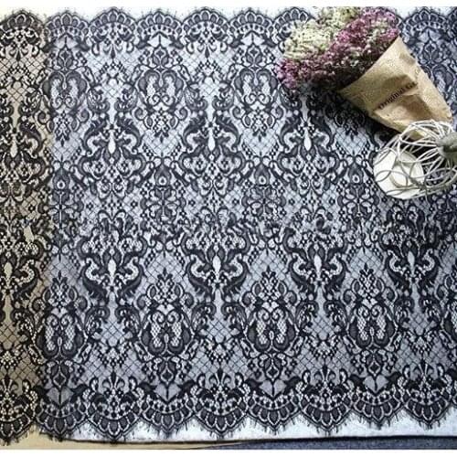 3m/pack Free Shipping Width 65cm White Black DIY Exquisite Classic Eyelash Lace Decoration Embroidery Lace Fabric RS491