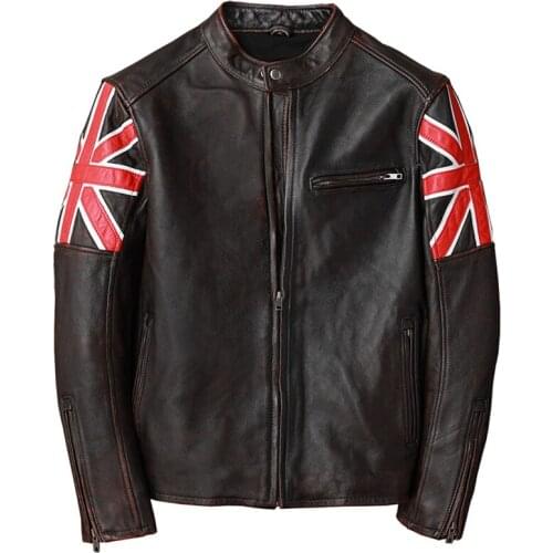 Genuine Leather Mens Jackets American Style Vintage Cowhide Mens Coats Slim Fit Oversized 5XL Overcoats Young Mens Clothes