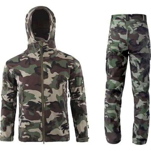 Shark Skin Soft Shell Tactical Military Jacket Men Waterproof Fleece Coat Army Clothes Camouflage Windbreaker Camo Jackets Men