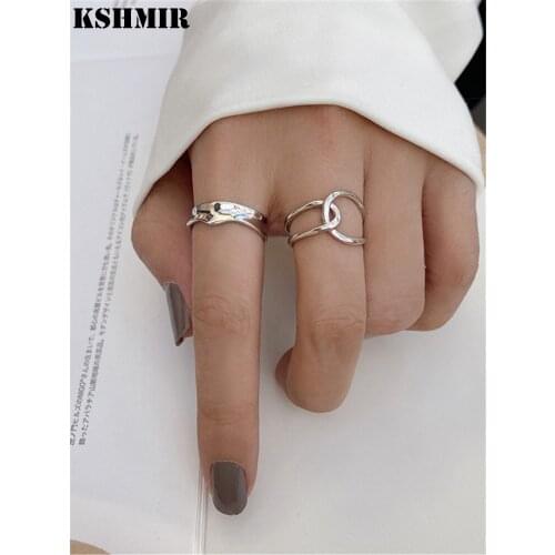 Kshmir Metal ring ladies simple ring ring Two piece set of smooth ring for women 2020