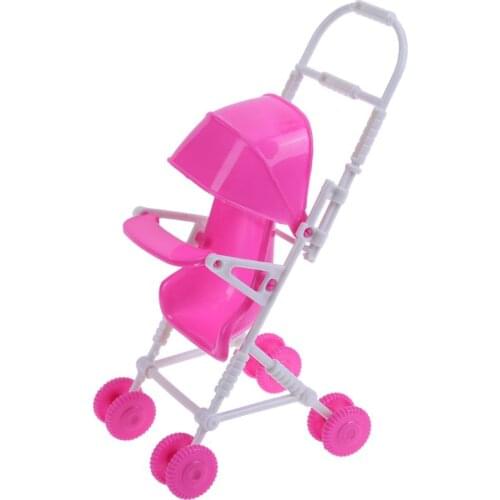 VKTECH 9pcs Doll Accessories Miniature Plastic Doll Stroller Trolley Nursery Play House BB Cart, Cart, Plastic Cart EW30072