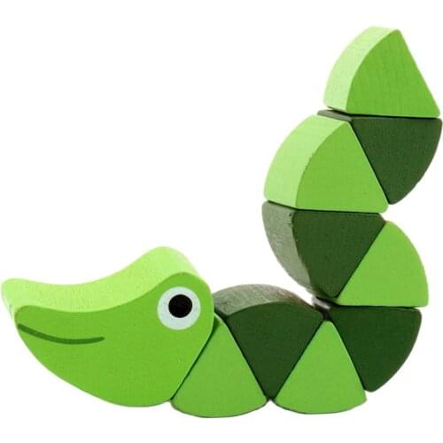 Baby New Wooden Toys Cute Transformable Crocodile Caterpillars Puzzles Fingers Flexible Training Intelligence Educational Toy