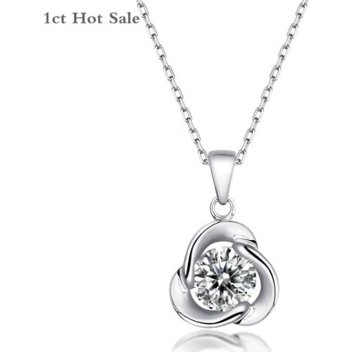 1ct 925 Silver Moissanite Necklace D VVS1 Diamond Test Passed Jewelry Engagement Elegant Wedding Pendant Necklace For Women