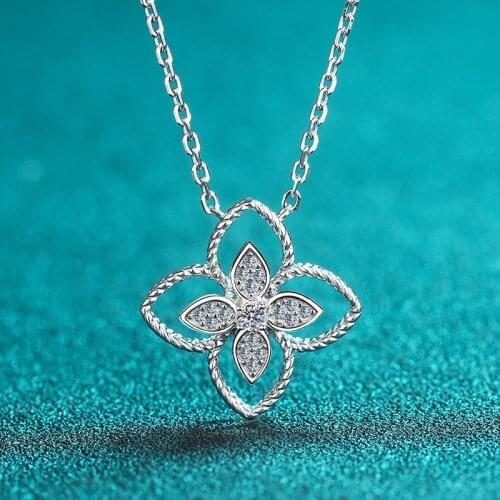 Inbeaut Pass Diamond Test Excellent Cut D Color Good Moissanite Lotus Pendant Necklace Women 925 Silver Wedding Necklaces Chain