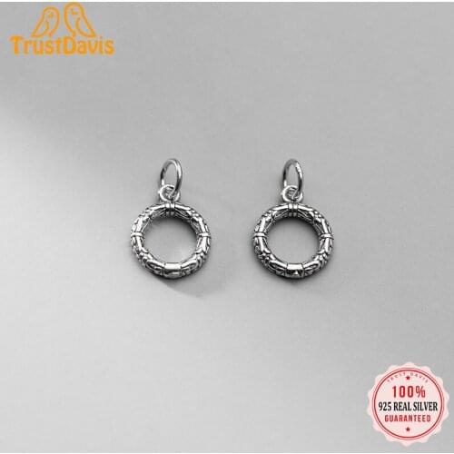 TrustDavis Real 925 Sterling Thai Silver Fashion Sweet Round Grain Charm Pendant Handmade Accessories Jewelry Wholesale DZ422