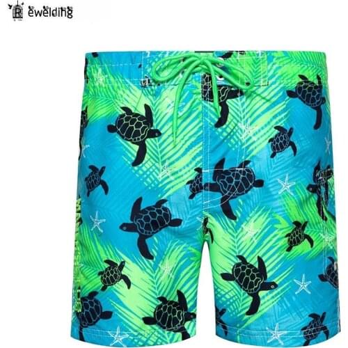 Simple Inner Sea Turtle Print Swimsuit Swimming Trunk Men Quick Dry Short Summer Beach Board Shorts Trunks Loose Cotton Trousers