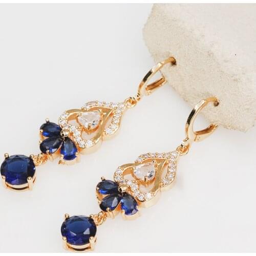 Trendy Drop Heart Earrings Jewelry For Womens Earrings Red Navy Zircon For Party Wedding Fashion Jewelry Accessories Gift