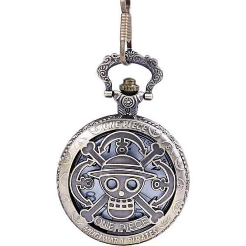 Steampunk Skull One Piece Pocket Watch Cartoon Anime Watch One Piece Pocket Watch Quartz Movement Fob Watches gift
