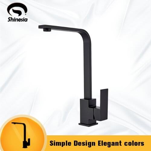 Shinesia Kitchen Faucet Chrome/Brushed Brass Deck Mount Sink 360 Degree Rotating Swivel Cold Hot Water Mixer Water Tap