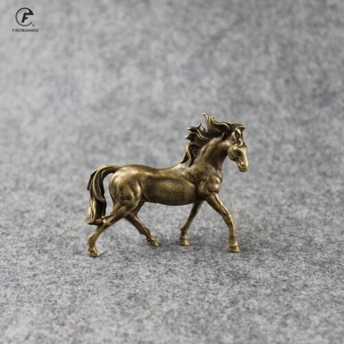 Pure Copper 12 Zodiac Solid Horse Feng Shui Ornaments Antique Bronze Running Horses Statue Miniatures Figurines Desk Decorations