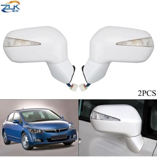 ZUK Pair Exterior Rearview Mirror Assy For CIVIC FA1 FD1 FD2 2006 2007 2008 2009 2010 2011 5-PINS LED 7-PINS Electric Folding