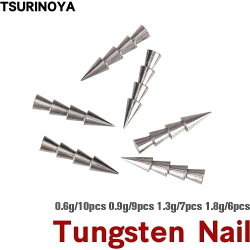 Tungsten Steel Insert Tungsten Nail Weight 0.6g 0.9g 1.3g 1.8g High Specific Gravity Fishing Weights Soft Fishing Lure Sinker