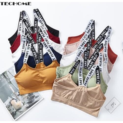 Womens Sports Bra LOVE Letter Printed Beauty Back Wrapped Chest Female Wirefree Tops Sports Bra Tube Top Underwear for Women