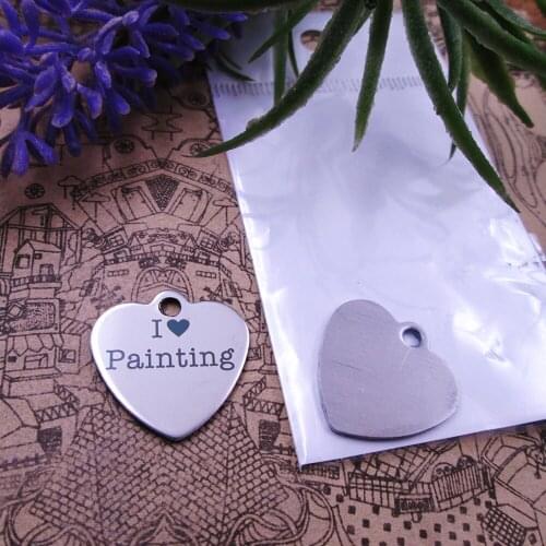 20pcs--"I love Painting"stainless steel charms 5 styles for choosing DIY Charms for necklace bracelets