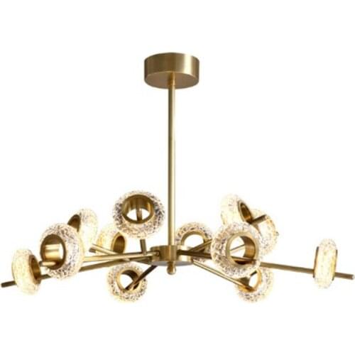 2021 new full copper light luxury chandelier simple atmosphere Nordic living room bedroom dining room crystal lamp