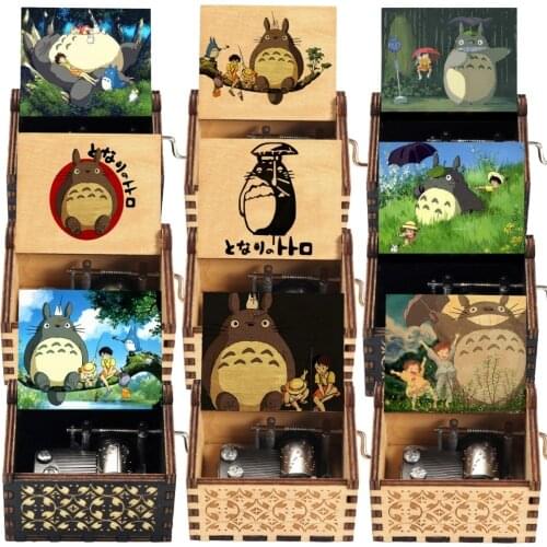 Spirited Away My Neighbor Totoro Music Box Hand Crank Wooden Music Box Birthday Present 2021 Hot-sale