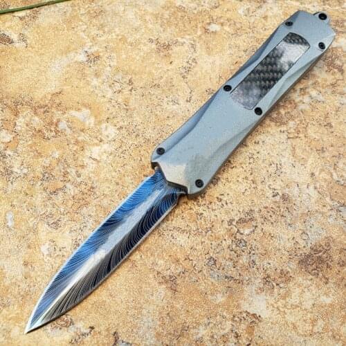 3300 Grey handle Pocket Knife Bule Feather 440 Blade Dual Action Fixed Blade Knifes Tactical Fishing EDC Survival Tool