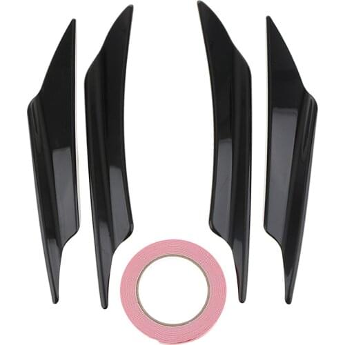 4Pcs Car Black Bumper Lip Fins Separator Body Spoiler Canards Refit Kit