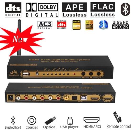 HDMI 5.1 Audio Converter Decoder DAC DTS AC3 FLAC PCUSB APE 4K*2K HDMI to HDMI Extractor Converter Splitter Digital SPDIF ARC