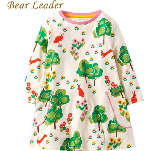 Bear Leader Girls Dress 2021 Brand Princess Dress For Kids Full Casual Dresses Cute Pattern Girls Clothes For 2-10Years