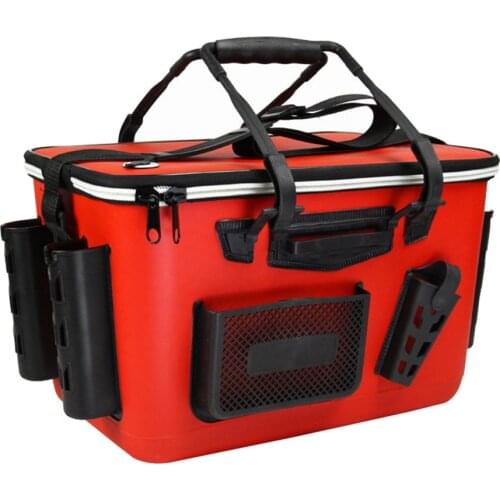 Large Capacity Tackle Storage Multi Pockets With Handle EVA Mesh Pouch Zipper Closure Portable Shoulder Strap Living Fishing Box